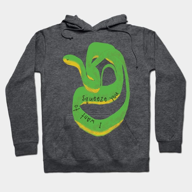 Snake Says, "I Want to Squeeze You" Hoodie by ahadden